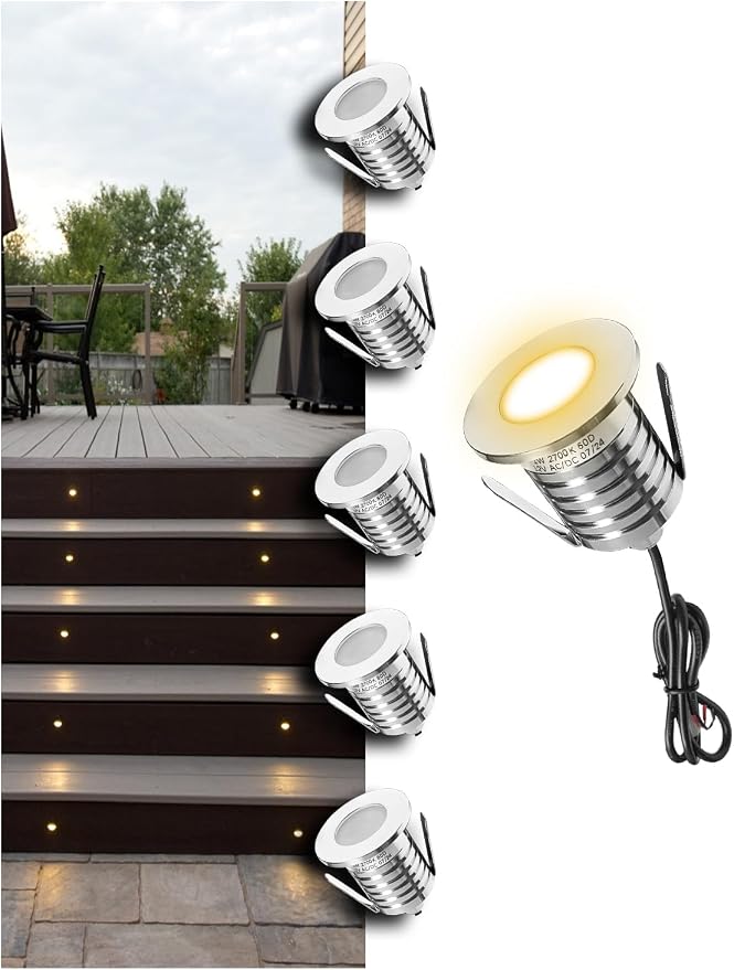 Low Voltage Deck Light 6 Pack, 3W 250LM Landscape Lighting, φ48 mm Recessed LED by MALORY