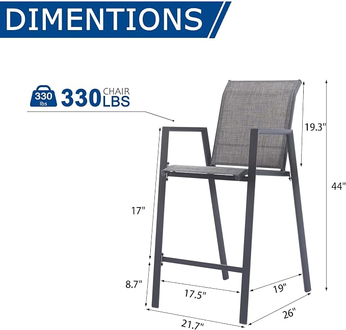 Outdoor Bar Stools Set of 6, Bar Height Chairs - Image 2
