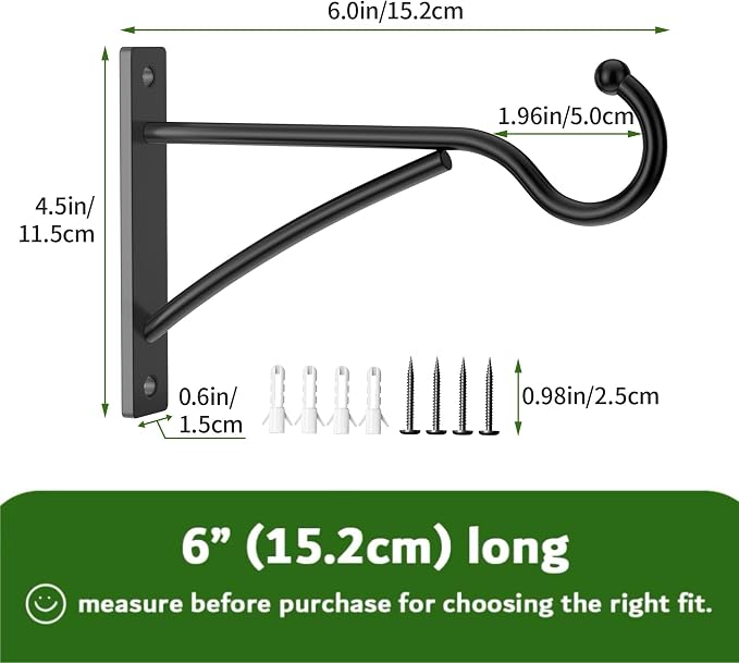 6 Inch 2 Pack Heavy Duty Plant Hangers Outdoor, Metal Plant Brackets - Image 2