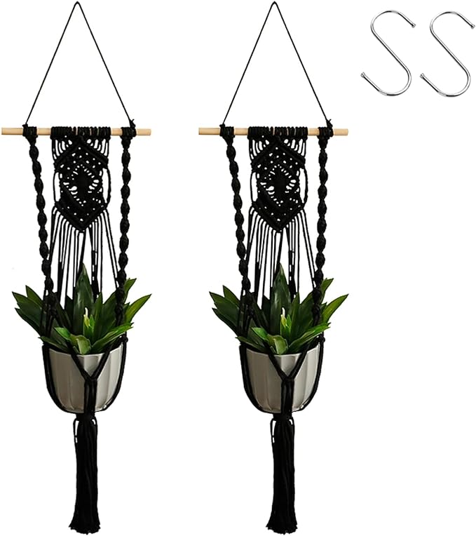 Artilady Black Plant Hanger Macrame Hanging Planter by Artilady