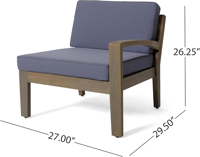 5 Piece Acacia Wood Patio Furniture Set, L-Shape Outdoor Furniture Set - Image 4