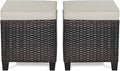 Moccha 2 Pieces Patio Outdoor Ottoman, All Weather Rattan Patio Ottoman Set by LDAILY