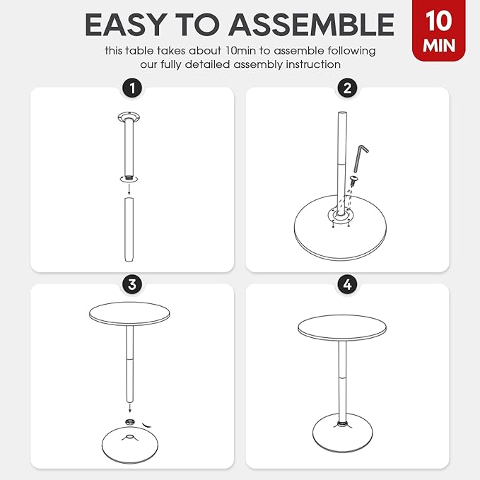 FDW Pub Table 40 Inch Height Cocktail Table Round Bistro Bar Table - Image 7