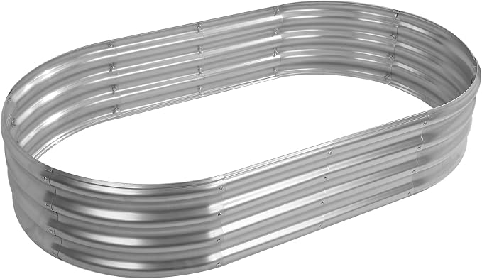 5X2.7X1 FT Oval Galvanized Metal Garden Raised Bed/Plant Box by YSEJOMP
