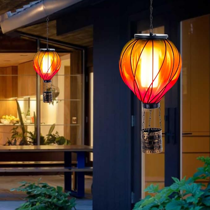 2PCS Colorful Solar Hot Air Balloon Lanterns - Image 2