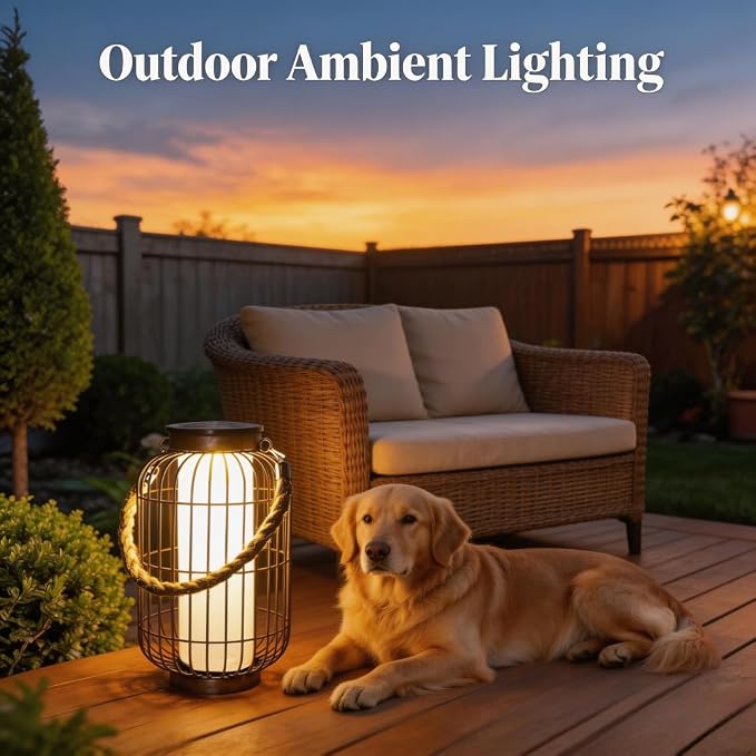 pearlstar Large Solar Powered Lantern Outdoor-Heavy Duty Metal Hanging Lights - Image 2
