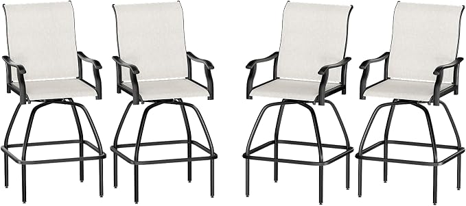 LEVELEVE Patio Bar Set 4pcs Swivel Bar Stools Outdoor Bistro Textilene by LEVELEVE