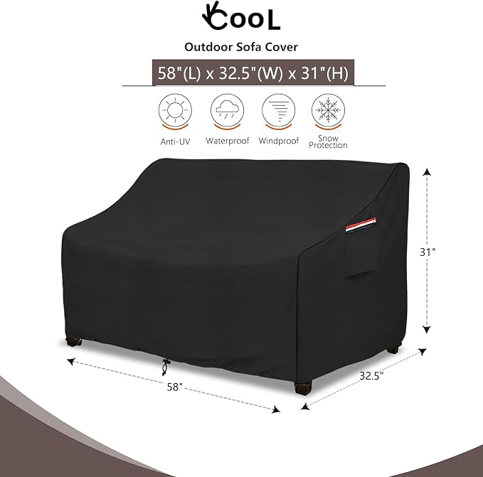 okcool Heavy Duty Patio Sofa Cover, 100% Waterproof 2-Seater Outdoor Sofa Cover - Image 2