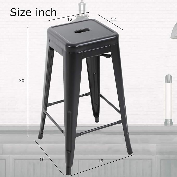 FDW Bar Stools Set of 4 Counter Stool Metal Bar Stools 30 Inches Height - Image 3