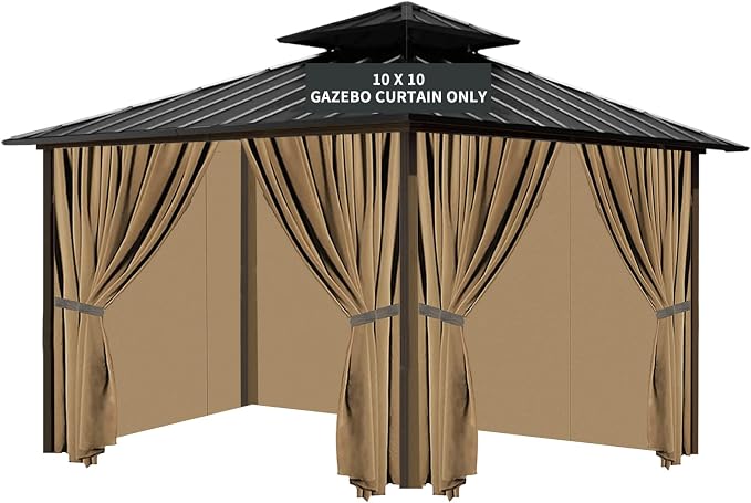 Gazebo Universal Replacement Privacy Curtain, 4-Panels Sidewall Curtains by TNGAN