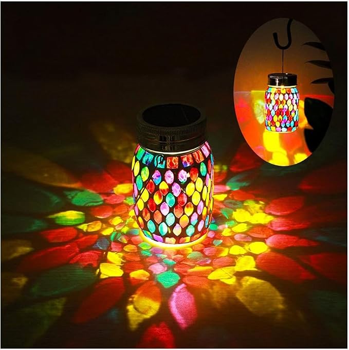 2pack Solar Mosaic Outdoor Waterproof Cool Blue Mosaic jar Decor Christmas Gifts - Image 3