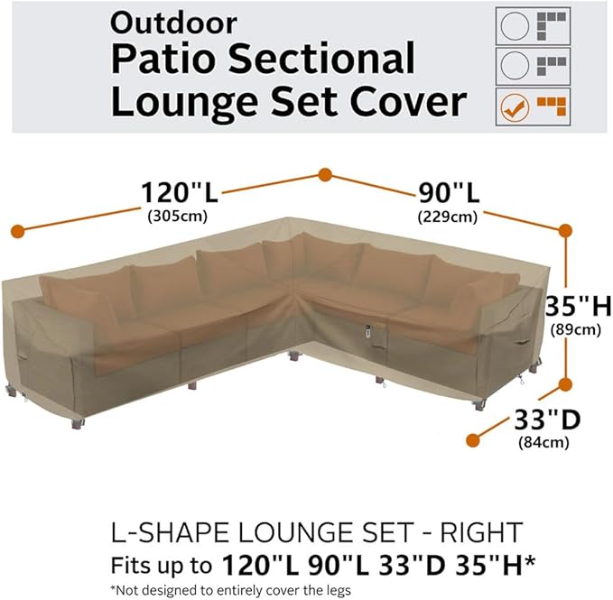 Heavy Duty Outdoor Sectional Sofa Cover, Lawn Patio Couch Protector - Image 5