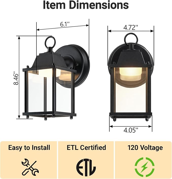 LIT-PaTH Outdoor LED Wall Lantern, Wall Sconce as Porch Lighting Fixture - Image 6
