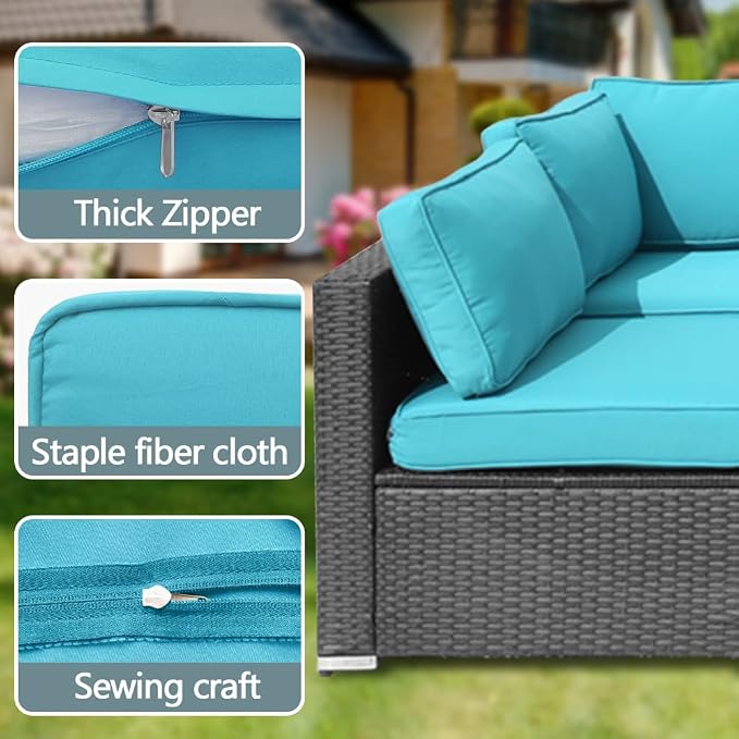 14Pcs Outdoor Cushion Covers Replacement Washable w/Zipper - Image 3