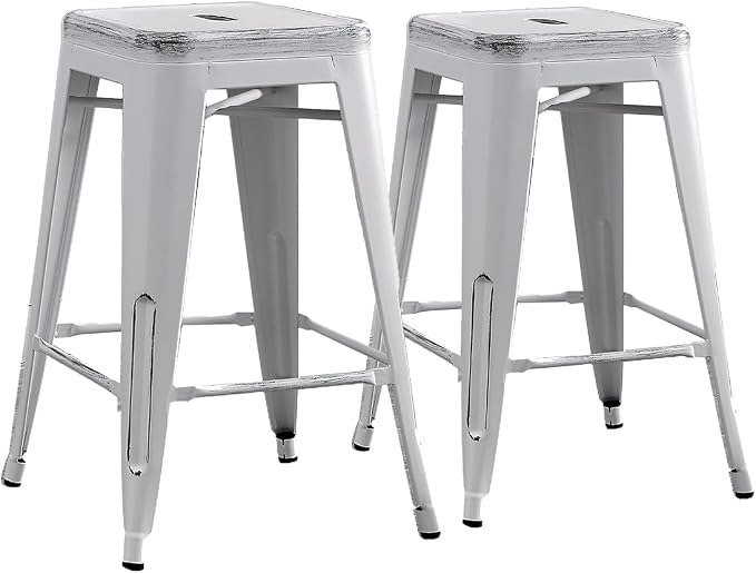AC Pacific 24” Metal Backless Barstool Set of 2 – Country Rustic Style by ACPacific