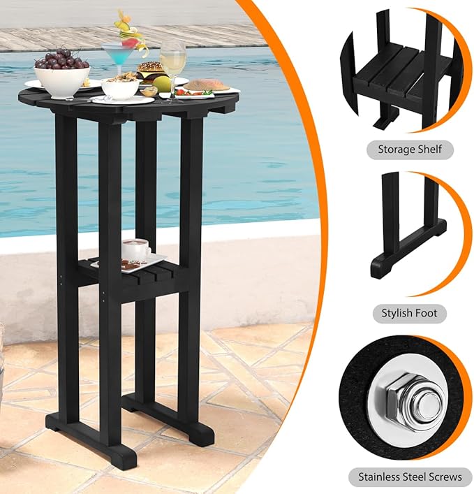 Sundale Outdoor 39 Inches Height Adirondack Bar Table, Patio HDPE Pub Height - Image 4