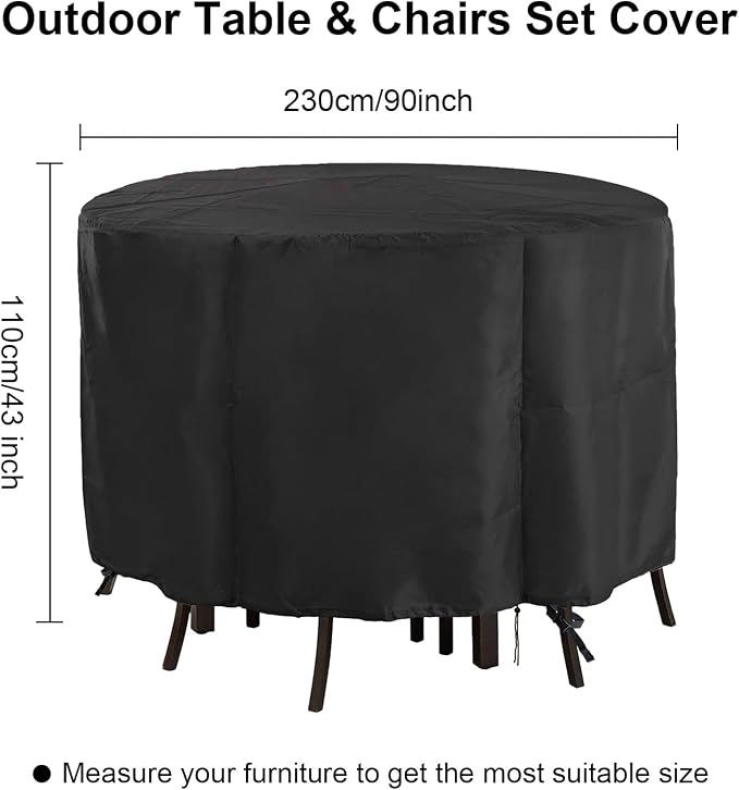 Round Patio Bar Height Table and Chair Cover 90 Inch, Outdoor Round Tall High - Image 4