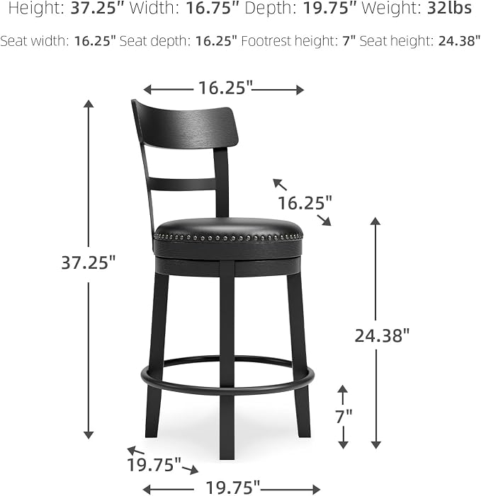 Signature Design by Ashley Valebeck Faux Leather Upholstered Swivel Barstool - Image 3