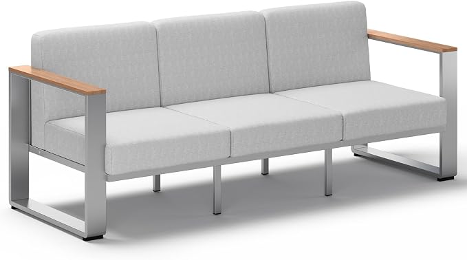 Outdoor Aluminum 3-Seat Sofa, Modern Patio Patio Furniture by ComfCove