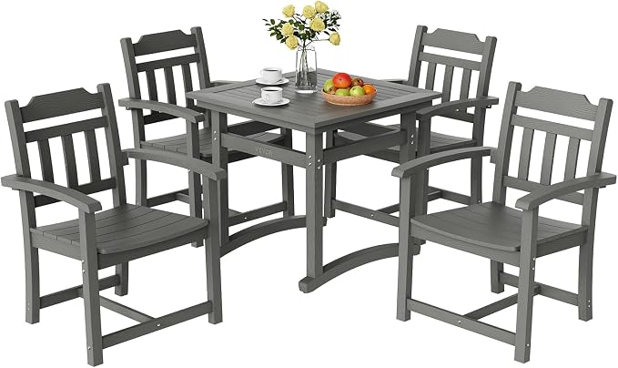 VEVOR Outdoor HIPS Patio Dining Set, 5 Pieces Patio Table and Chairs Set by VEVOR