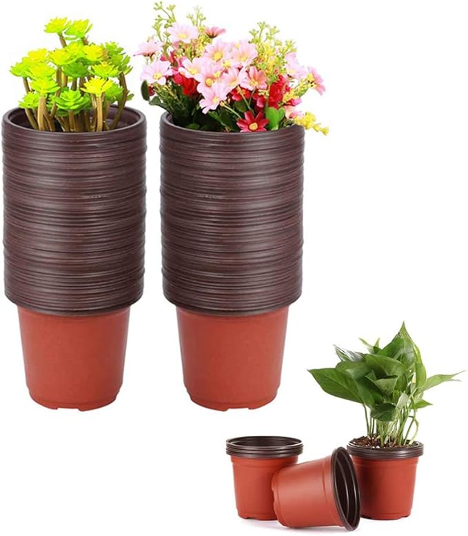 100 Pcs 3.5 Inch Plastic Seedlings Plants, Nursery Pots, Seed Starting Pot by Baaxxango
