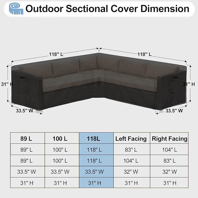 OutdoorLines Waterproof Outdoor Patio Sectional Cover - Image 2