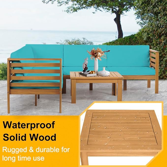 FDW Set L-Shaped Sectional Outdoor Patio Couch daybed Sofa loveseat Seating - Image 6