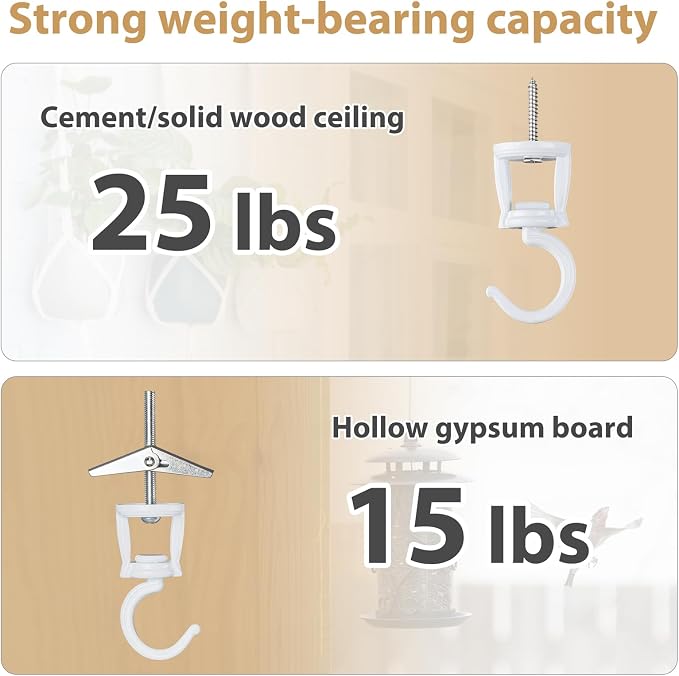 Mkono Ceiling Hooks for Hanging Plants, Heavy Duty Metal Plant Hanger for Drop - Image 3