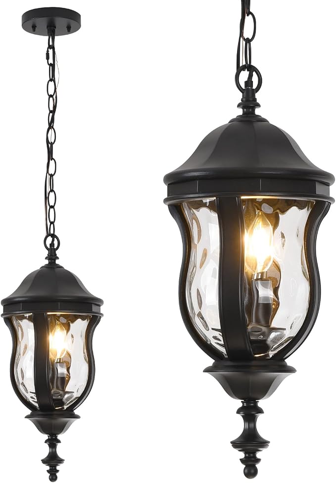 Large Outdoor Pendant Light Fixtures, 19.1'' Exterior Hanging Lantern Porch by SmeikeLighting