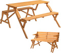 VINGLI 2-in-1 Outdoor Wooden Picnic Table and Bench Set by VINGLI