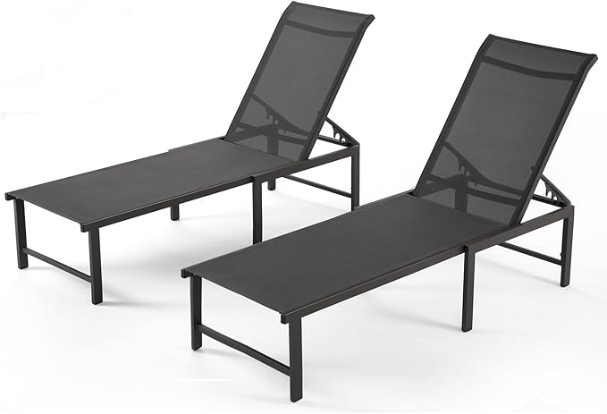 Outdoor Lounge Chairs for Pool, Aluminum Chaise Lounge Chair by RICNOD