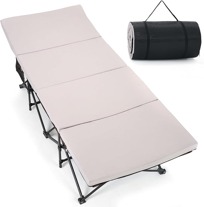 ABORON XXL Camping Cot with 2in Memory Foam Trifold Mattress, 900LBS Heavy Duty by ABORON