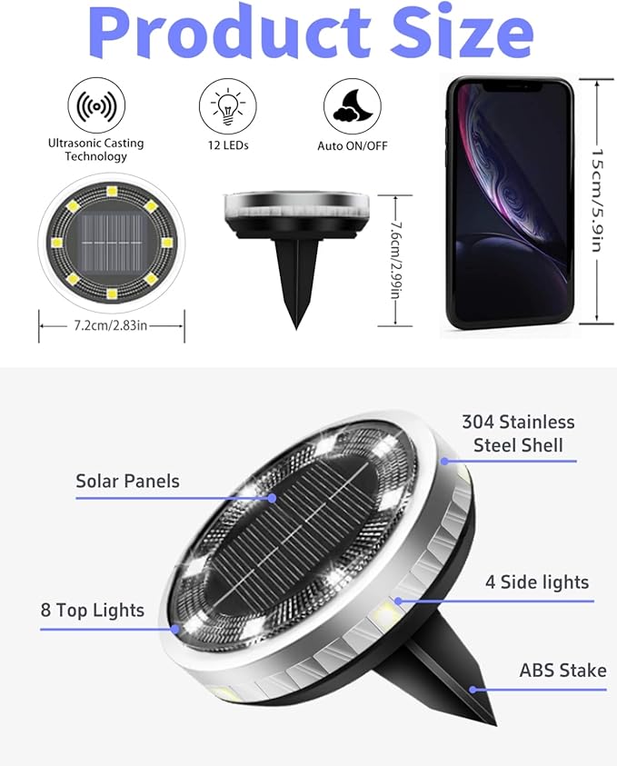Solar Ground Lights Outdoor 2 Pack Waterproof, Upgraded Solar Garden Lights - Image 5