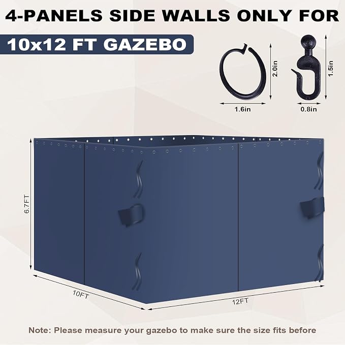 slashome 10'x12' Gazebo Curtains Outdoor Waterproof, Sidewalls - Image 3