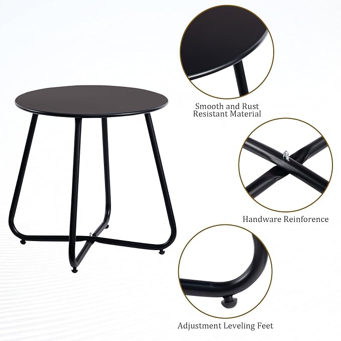HollyHOME Round Metal Side Table, Rust-Resistant Patio Small Plant Stand - Image 6