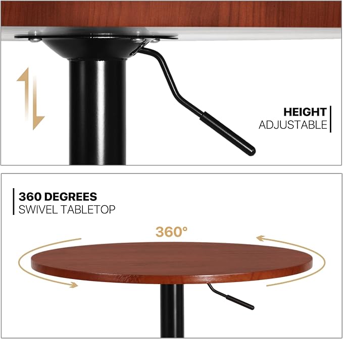 MoNiBloom Round Bar Table Adjustable Height, BistroTable - Image 4
