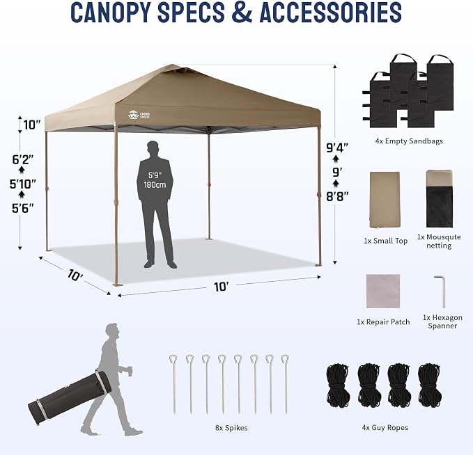CROWN SHADES Gazebo 10x10 Pop Up Canopy - Image 6