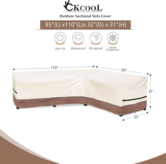 okcool Outdoor Sectional Sofa Cover Waterproof-L-Shaped Patio Furniture Covers - Image 2