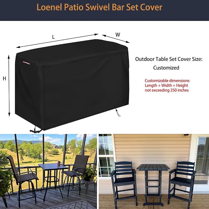 Outdoor Dining Table Cover, Waterproof Outdoor Patio Table Cover Patio Bar Set - Image 2