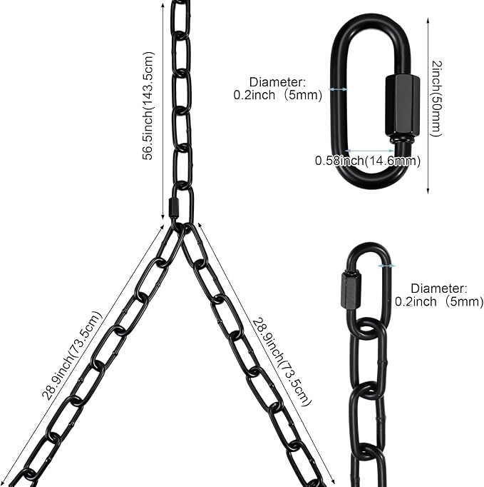 Heavy Duty Porch Swing Hanging Chain Kit 1500 Lbs Capacity, 4 Quick Links & 2 - Image 2