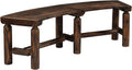VINGLI Outdoor Bench Wooden Curved Bench, All-Weather Fire Pit Backless Patio by VINGLI