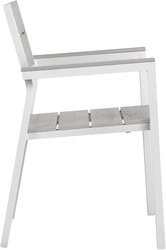 Modway Maine Aluminum Outdoor Patio Two Arm Chairs in White Light Gray - Image 5