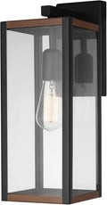 GLOBE Electric 44681 1-Light Outdoor Indoor Wall Sconce, Matte Black, Faux Wood by GlobeElectric