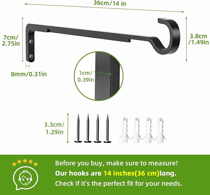 14 Inch 2 Pack Heavy Duty Outdoor Plant Hangers - Image 2