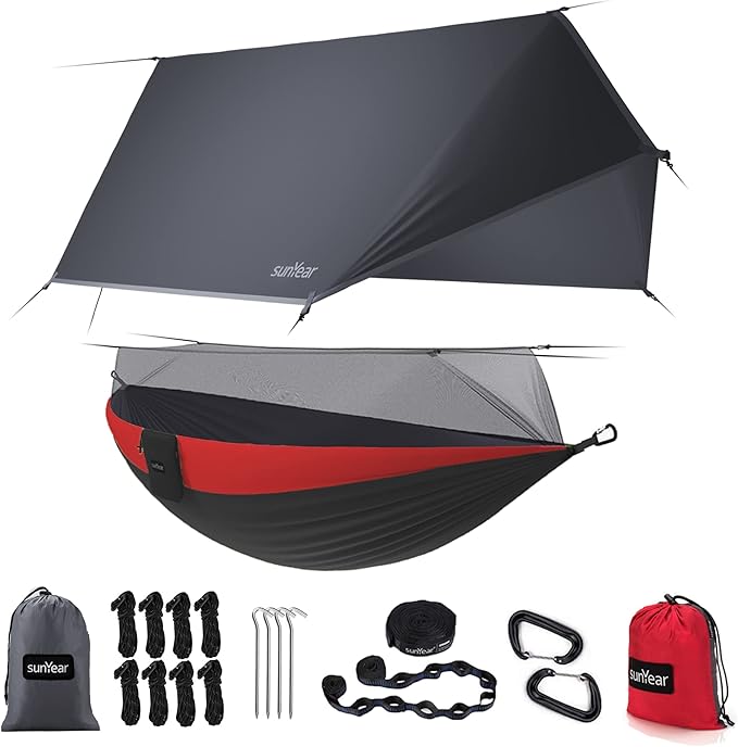 Sunyear Camping Hammock, Portable Single & Double Hammock by SleepSafeSwingFree