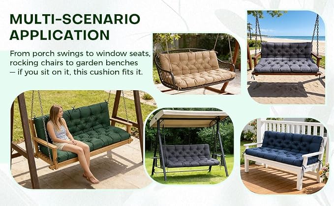 Porch Swing Cushions 60 Inch, Waterproof Patio 2 3 Seater Replacement - Image 9