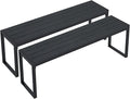 VICLLAX 3-Person Outdoor Bench, 2 Pieces 53" Long Garden Bench Backless Porch by HOME