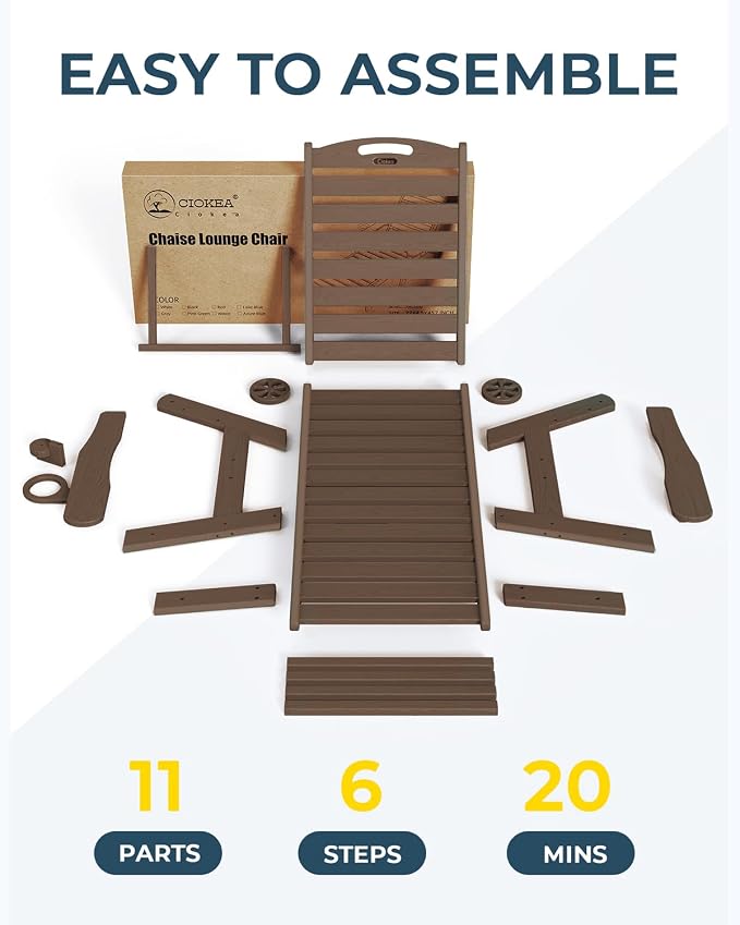 Ciokea Outdoor Chaise Lounge Chair Set of 2, Patio Lounge Chairs - Image 7