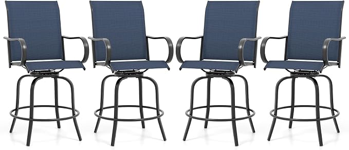Giantex Set of 4 Swivel Outdoor Bar Stools, All-Weather Bar Height Patio Chairs by Giantex