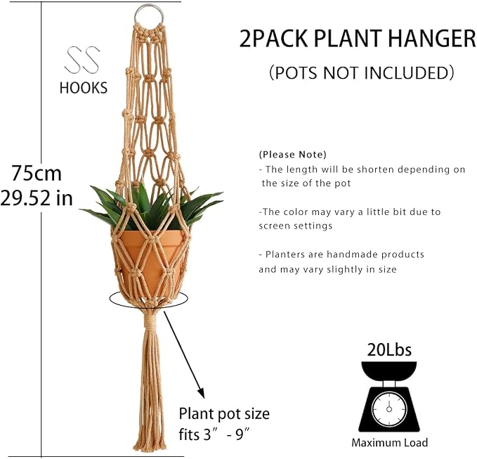 Artilady Hanging Planter for Indoor Plants Macrame Plant Hanger Large Hanging - Image 4